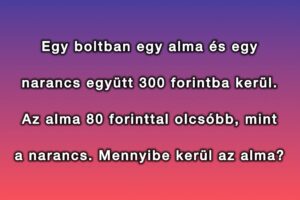 Szöveges matek feladat: Egy egyszerűnek tűnő matek feladat. 15 másodperced van, hogy megold!