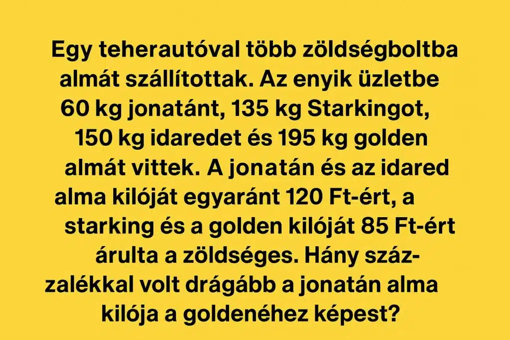 Napi szöveges feladat: Ha ezt hibátlanul megoldod, a gondolkozásod sokkal-sokkal átlag felett van!