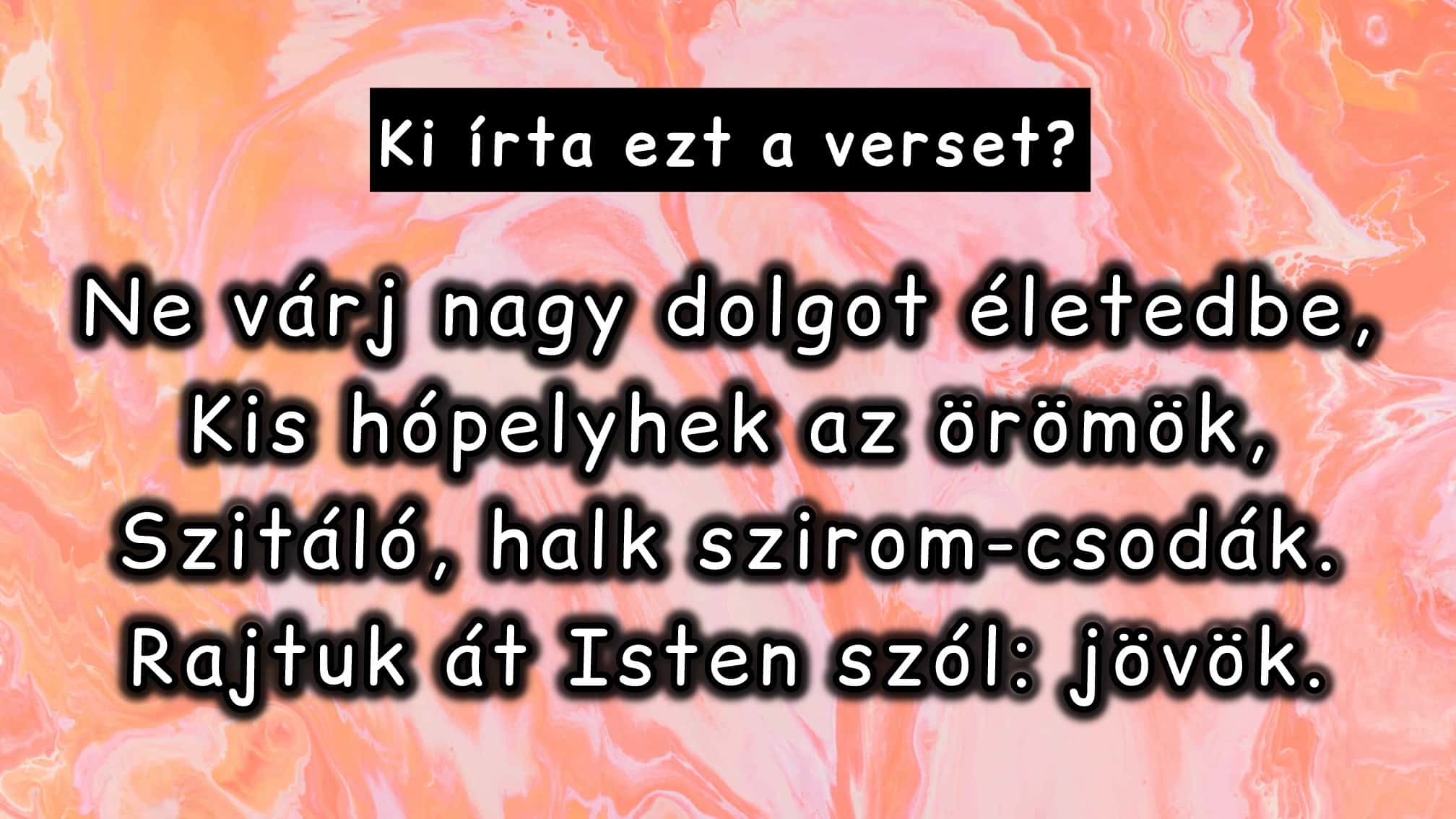 Napi irodalom kvíz: Ki írta ezt a szép verset?